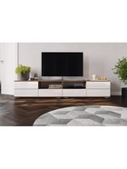 Тумба под ТВ «Маллоу»,  2400×470×440 мм, цвет дуб вотан/белый глянцевый - Фото 1