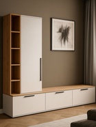 Тумба под ТВ «Филеста», 2006×370×1862 мм, цвет белый/дуб вотан  (артикул 10998261)  большой выбор товаров оптом и в розницу по низким ценам с доставкой