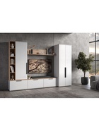 Тумба под ТВ «Филеста», 2006×370×1862 мм, цвет белый/дуб вотан  (артикул 10998261)  большой выбор товаров оптом и в розницу по низким ценам с доставкой