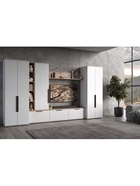 Тумба под ТВ «Филеста», 2006×370×1862 мм, цвет белый/дуб вотан  (артикул 10998261)  большой выбор товаров оптом и в розницу по низким ценам с доставкой