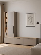 Тумба под ТВ «Филеста», 2006×370×1862 мм, цвет кашемир/дуб вотан  (артикул 10998262)  большой выбор товаров оптом и в розницу по низким ценам с доставкой