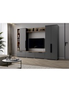 Тумба под ТВ «Филеста», 2006×370×1862 мм, цвет графит/дуб вотан  (артикул 10998264)  большой выбор товаров оптом и в розницу по низким ценам с доставкой