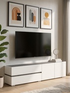 Тумба под ТВ «Атлон», 1800×370×490 мм, цвет белый/бетон тёмный  (артикул 10998266)  большой выбор товаров оптом и в розницу по низким ценам с доставкой