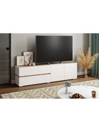 Тумба под ТВ «Атлон», 1800×370×490 мм, цвет белый/дуб вотан  (артикул 10998267)  большой выбор товаров оптом и в розницу по низким ценам с доставкой