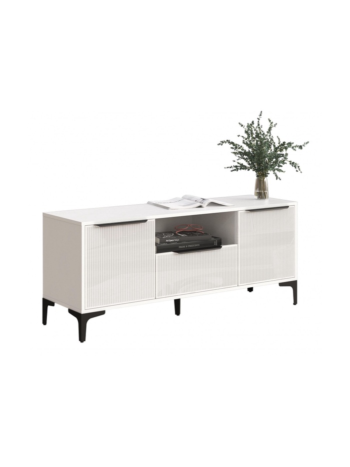 Тумба под ТВ «Иадама», 1350×410×570 мм, цвет белый/белый глянцевый - Фото 1