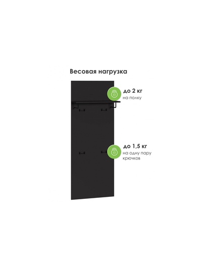 Вешалка настенная «Сейдиль», 600×266×1578 мм, цвет черный