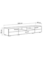 Тумба под ТВ «Иоги 2.0», 2000×460×350 мм, цвет белый/белый глянцевый - Фото 2
