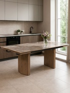 Стол кухонный стеклянный раздвижной «Монерон», 2000(2600)×1000×770 мм, цвет каталония/орех кантри  (артикул 10998298)  большой выбор товаров оптом и в розницу по низким ценам с доставкой