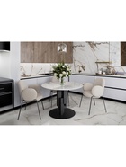 Стол кухонный стеклянный «Калипсо», 1100×1100×750 мм, цвет белый мрамор / черный  (артикул 10998303)  большой выбор товаров оптом и в розницу по низким ценам с доставкой