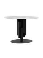 Стол кухонный стеклянный «Калипсо», 1100×1100×750 мм, цвет белый мрамор / черный  (артикул 10998303)  большой выбор товаров оптом и в розницу по низким ценам с доставкой