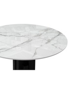 Стол кухонный стеклянный «Калипсо», 1100×1100×750 мм, цвет белый мрамор / черный  (артикул 10998303)  большой выбор товаров оптом и в розницу по низким ценам с доставкой