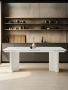 Стол кухонный стеклянный раздвижной «Мален», 2400(3200)×1100×765 мм, цвет белый мрамор / белый  (артикул 10998314)  большой выбор товаров оптом и в розницу по низким ценам с доставкой