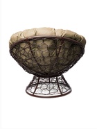 Кресло садовое «Папасан», 98×90×95 см, с искусственным ротангом, коричневое, с бежевой подушкой - Фото 3