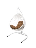 Кресло - кокон подвесное «Капля люкс», 72×98×186 см, с искусственным ротангом, белое, с бежевой подушкой  (артикул 10988659)  большой выбор товаров оптом и в розницу по низким ценам с доставкой