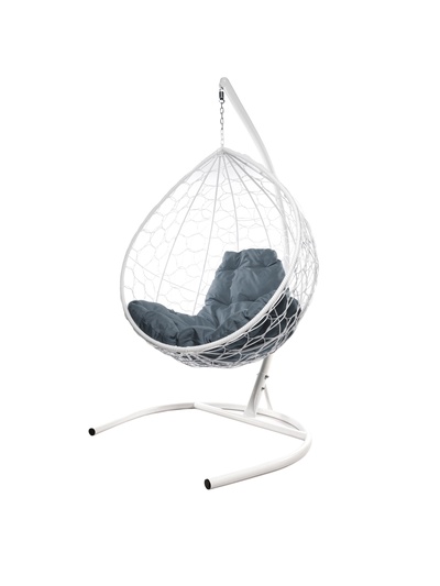 Кресло - кокон подвесное «Капля», 72×98×186 см, с искусственным ротангом, белое, с серой подушкой