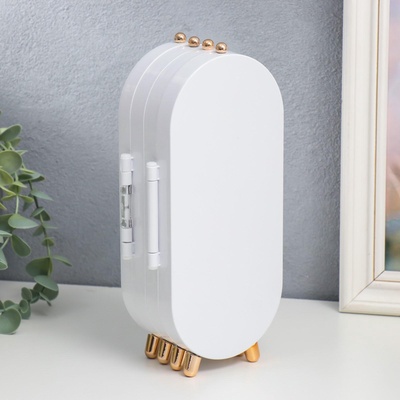 УЦЕНКА Шкатулка-кейс для украшений пластик "Овал" белый 23,5х6,5х11,5 см