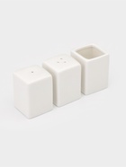 Набор для специй Magistro «Бланш», 3 предмета на подставке: перечница, солонка, ёмкость для зубочисток, 14×5.5×7 см, фарфор, белый - Фото 14