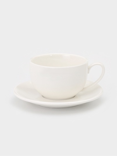 Чайная пара Magistro «Бланш», 2 предмета: чашка 250 мл, блюдце, фарфор, белая