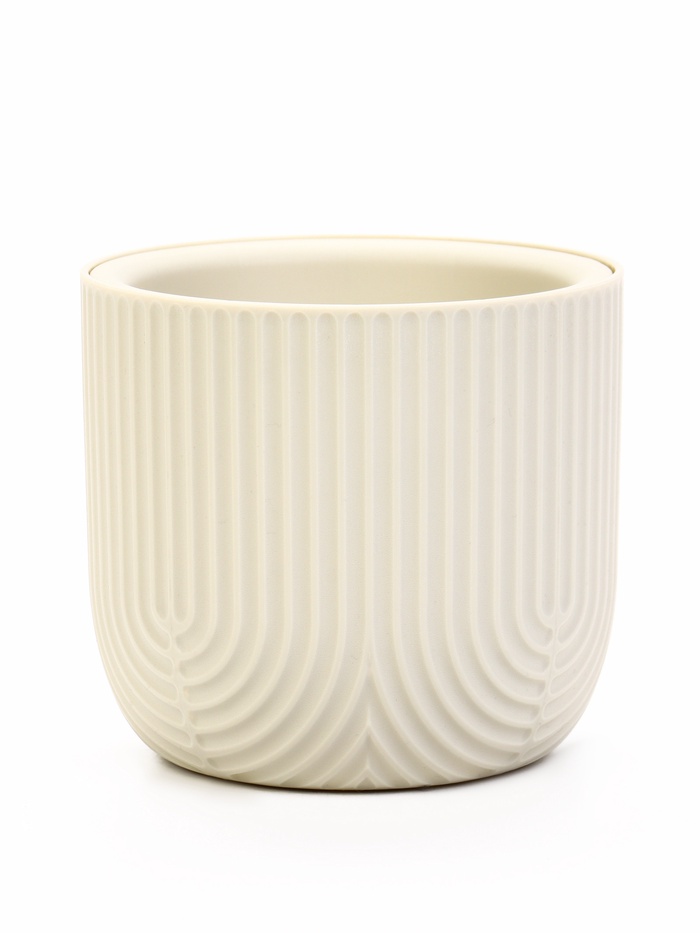 Кашпо для цветов «Рамона», 1 л, d=15 см, h=14 см, со вставкой, пластиковое, белое - Фото 1