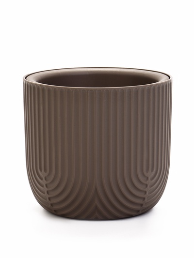 Кашпо для цветов «Рамона», 1 л, d=15 см, h=14 см, со вставкой, пластиковое, серое