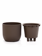 Кашпо для цветов «Рамона», 1 л, d=15 см, h=14 см, со вставкой, пластиковое, серое - Фото 3