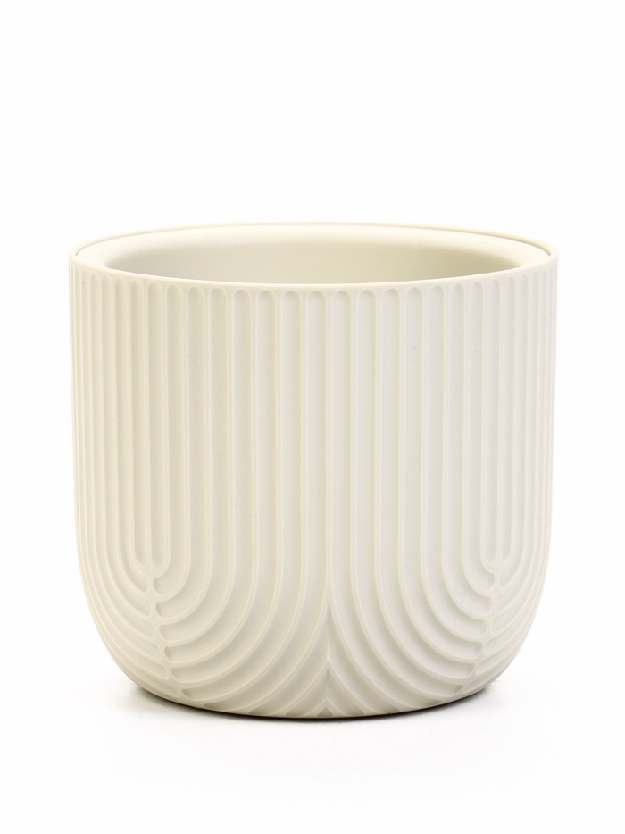 Кашпо для цветов «Рамона», 1.9 л, d=18 см, h=16.5 см, со вставкой, пластиковое, белое - Фото 1