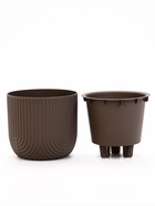 Кашпо для цветов «Рамона», 1.9 л, d=18 см, h=16.5 см, со вставкой, пластиковое, серое - Фото 3