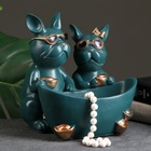 УЦЕНКА Подставка для мелочей "Два бульдога" зеленая, 21х19х19см - Фото 1