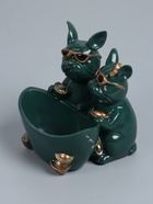 УЦЕНКА Подставка для мелочей "Два бульдога" зеленая, 21х19х19см - Фото 6