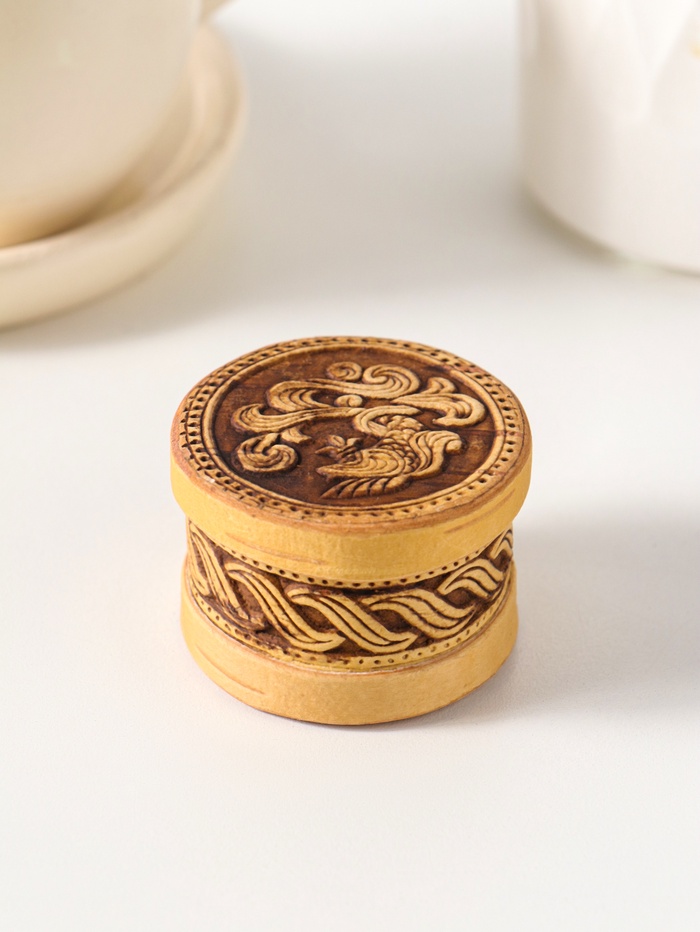 Шкатулка для украшений «Малютка рыбка», 5×3 см, береста - Фото 1