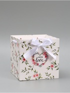 Коробка - переноска подарочная для цветов «С любовью», 19×19×19 см, с лентами - Фото 2