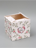Коробка - переноска подарочная для цветов «С любовью», 19×19×19 см, с лентами - Фото 6