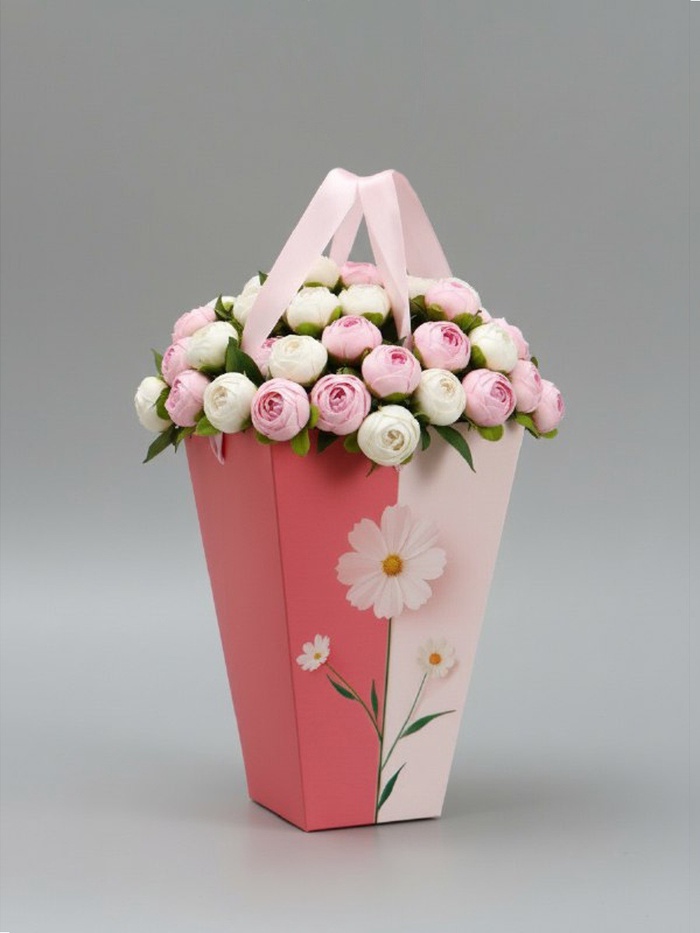 Переноска для цветов на лентах «Подарок», 17×25×9 см