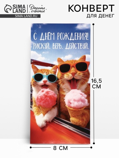 Конверт для денег «С Днём Рождения»,16.5×8 см