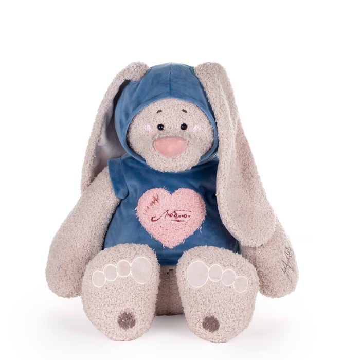 Мягкая игрушка «Заяц Вито в бирюзовой кофте с сердцем», 37 см