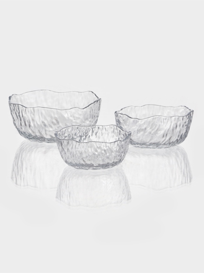 Набор салатников «Вулкан», 3 шт., 300/450/950 мл, стекло, прозрачный