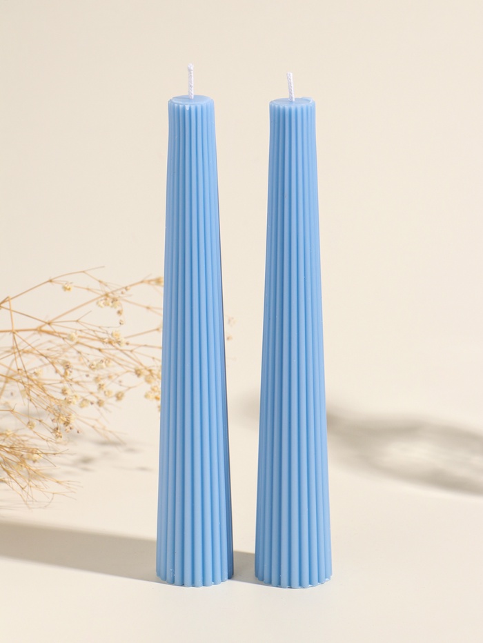 Набор свечей, 3.5×23 см, 2 шт. «Башня», тёмно-синий, 4×9.5×25 см - Фото 1