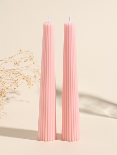 Набор свечей, 3.5×23 см, 2 шт. «Башня», пыльная роза, 4×9.5×25 см
