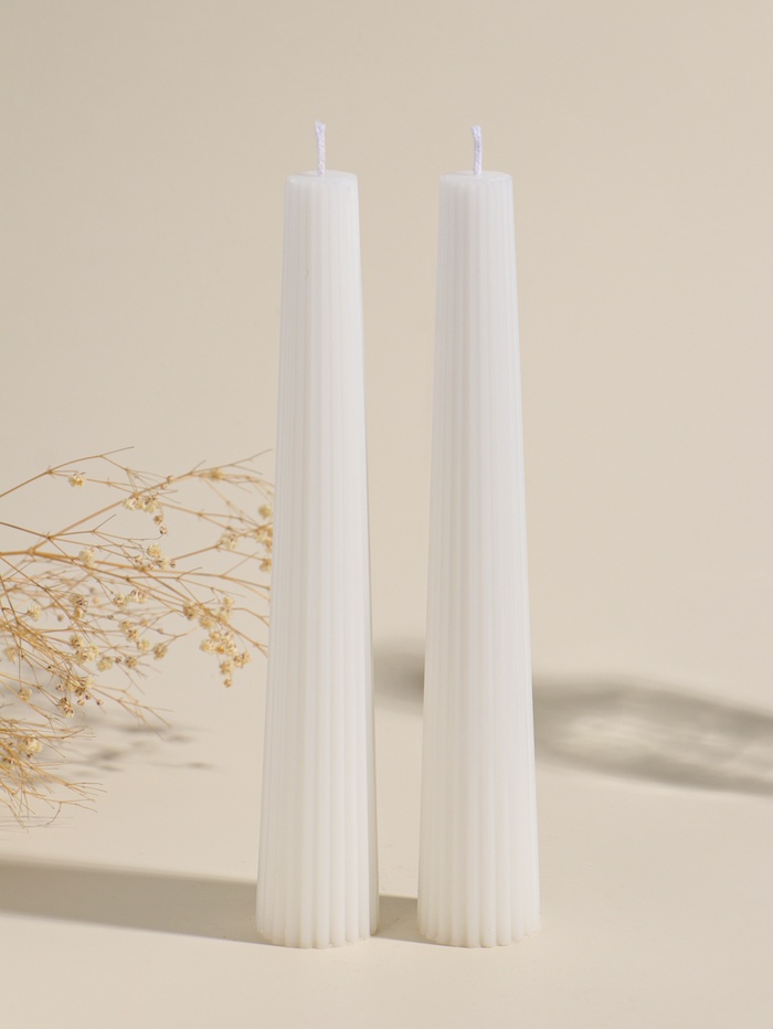 Набор свечей, 3.5×23 см, 2 шт. «Башня», белый, 4×9.5×25 см - Фото 1