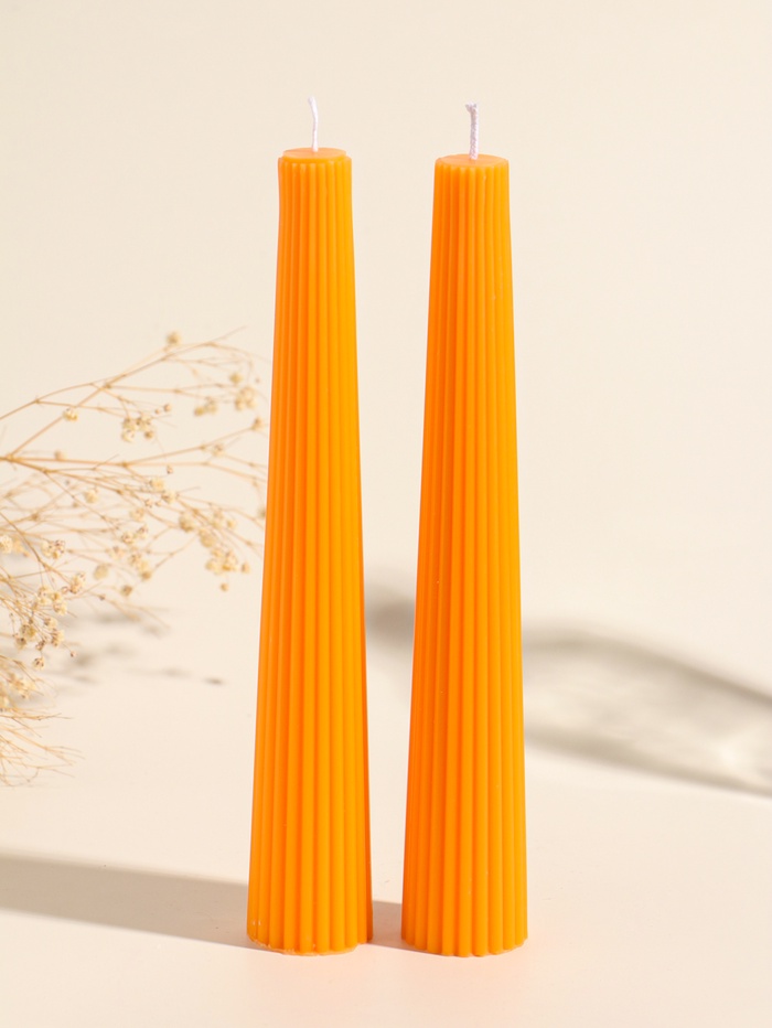 Набор свечей, 3.5×23 см, 2 шт. «Башня», апельсин, 4×9.5×25 см - Фото 1