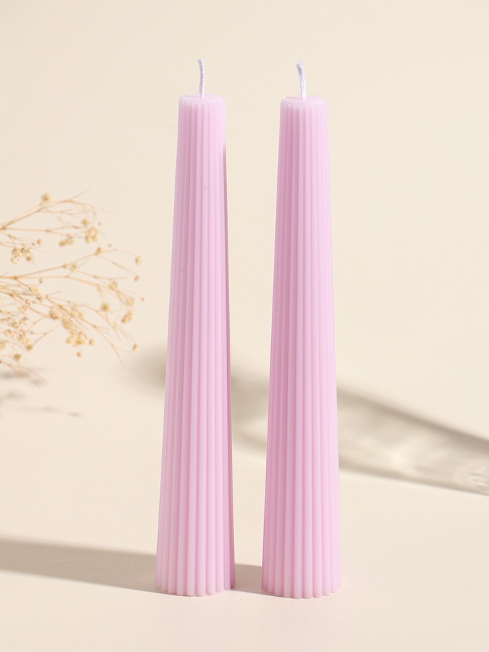 Набор свечей, 3.5×23 см, 2 шт. «Башня», светло-розовый, 4×9.5×25 см - Фото 1