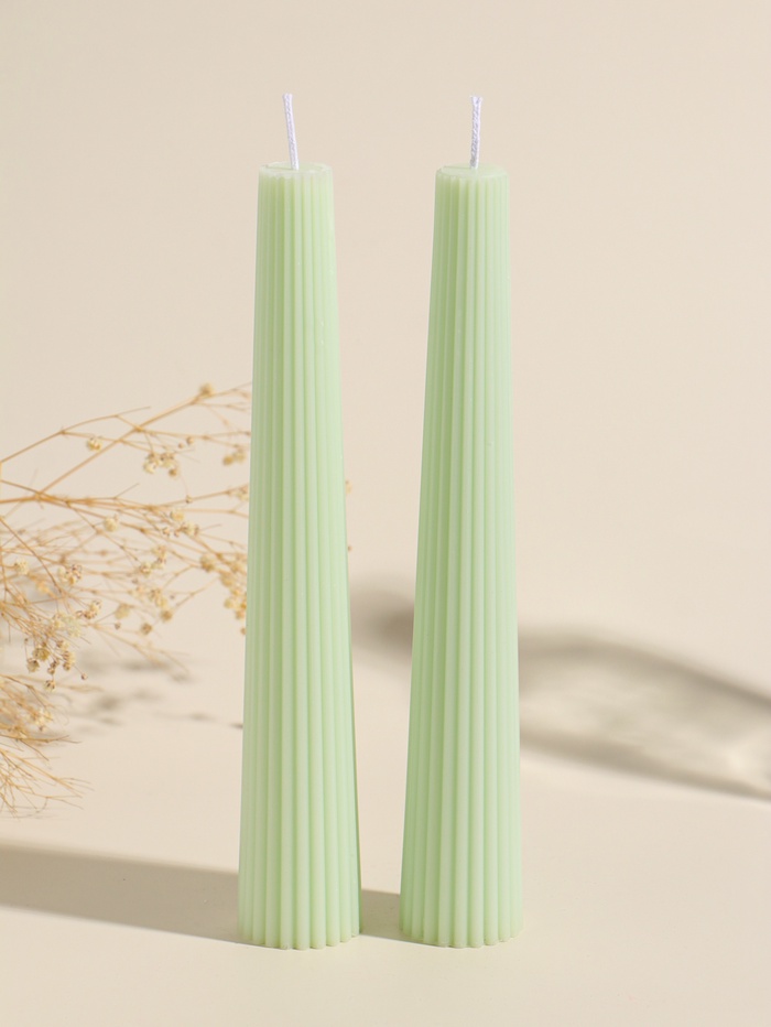 Набор свечей, 3.5×23 см, 2 шт. «Башня», светло-зелёный, 4×9.5×25 см - Фото 1