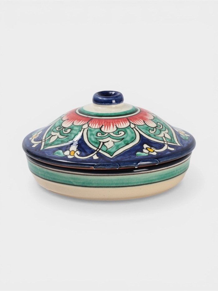 УЦЕНКА Масленка Риштанская Керамика «Цветы», 17 см, синий - Фото 1