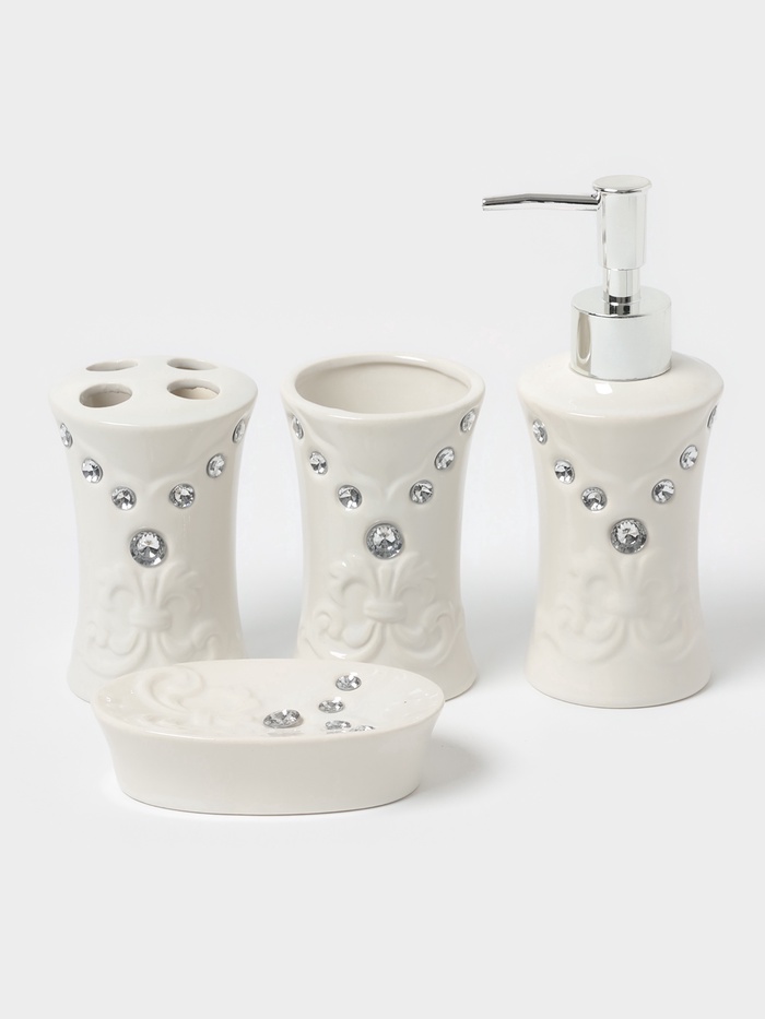УЦЕНКА Набор для ванной, 4 предм. (дозатор, мыльница, 2 стакана) - Фото 1