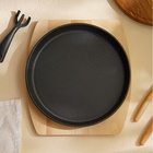 УЦЕНКА Сковорода чугунная на деревянной подставке SL Home, d=25 см, h=3 см, чёрная - Фото 7