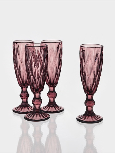 УЦЕНКА Набор бокалов для шампанского «Круиз», 160 мл, 4 шт., 7×20 см, розовый