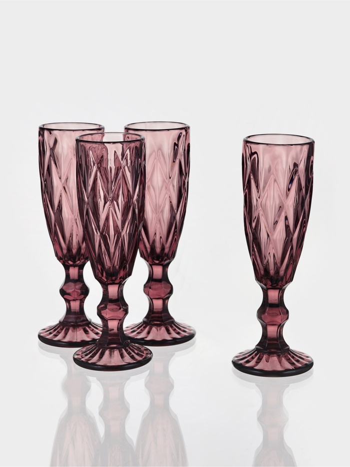 УЦЕНКА Набор бокалов для шампанского «Круиз», 160 мл, 4 шт., 7×20 см, розовый - Фото 1
