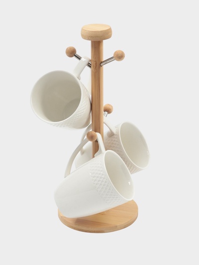 УЦЕНКА Набор кружек на деревянной подставке 3 шт. Bella Tenero кружка 300 мл