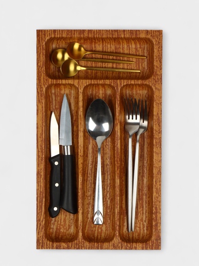 УЦЕНКА Лоток для столовых приборов 4 отделения 36×20×5 см «Вуди»