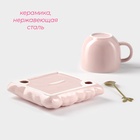 УЦЕНКА Чайная пара «Зефирка», чашка 250 мл, 11×8×7 см, блюдце 13 см, розовая - Фото 2